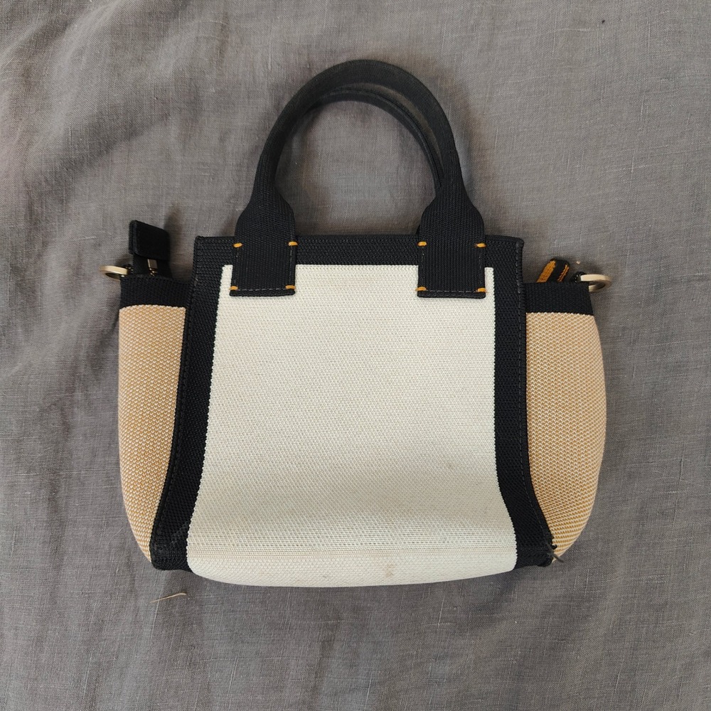 Rothy's Mini Handbag Womens OS Sand Black Colorblock Knit Tote Bag Sustainable - Picture 6 of 9